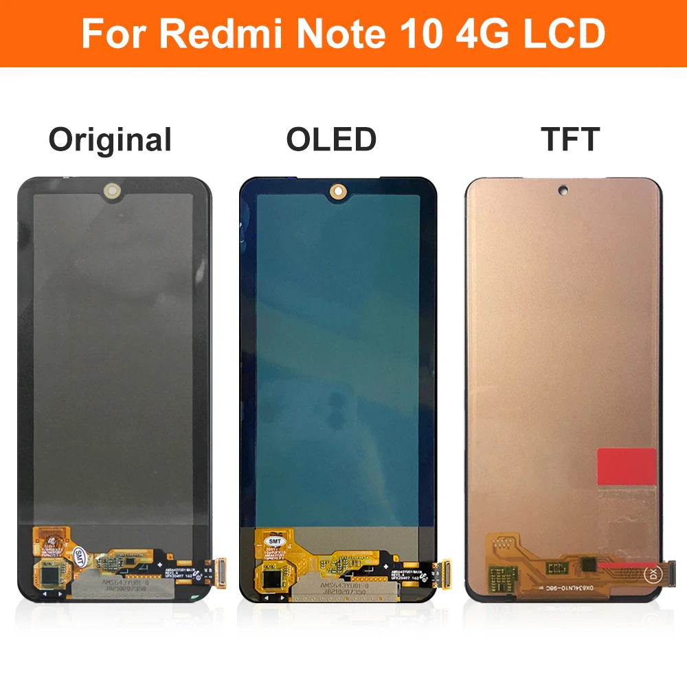 6.43\'\' Original For Xiaomi Redmi Note 10 4G M2101K7AI M2101K7AG LCD Display Touch Screen with Frame Digitizer For Redmi Note 10S