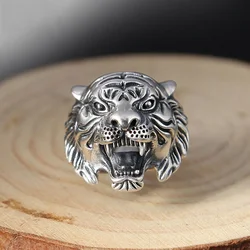 Personality Retro Silver 925 Ring For Men Finger Accessories Exquisite Carving Tiger Head Ring Domineering Male Jewelry