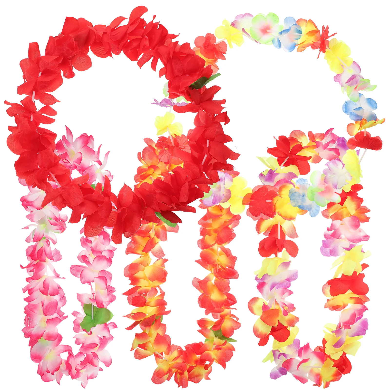 

5pcs Colorful Hawaiian Leis Artificial Flower Necklace Garland Beach Hula Dance Neck Loop Tropical Luau Party Favors Dress up Co