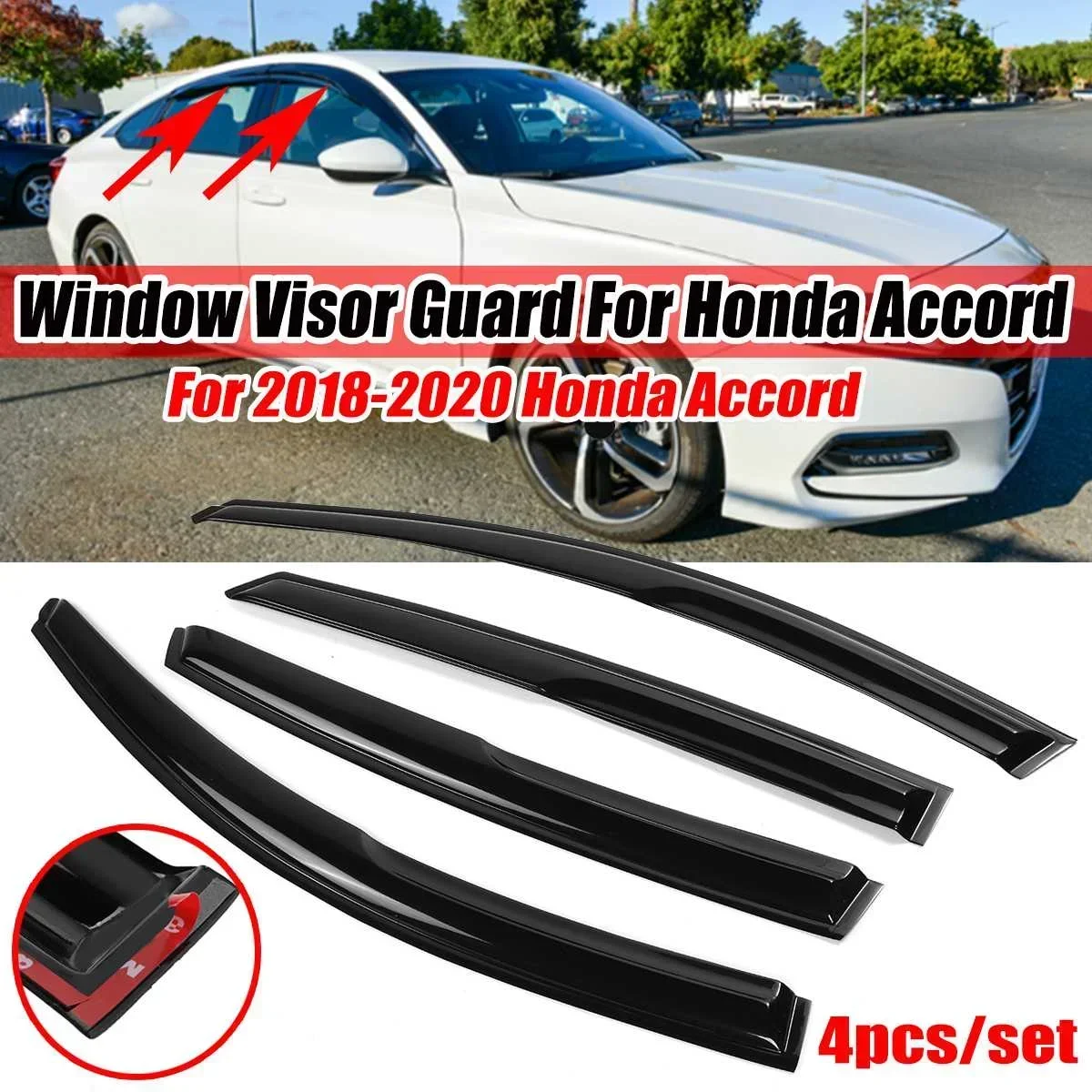 

Black Car Window Visor Shade Guard Vent Wind Rain Sun Guard Cover Deflector For Honda For Accord 2018-2020 Wind Visor Sun Shade