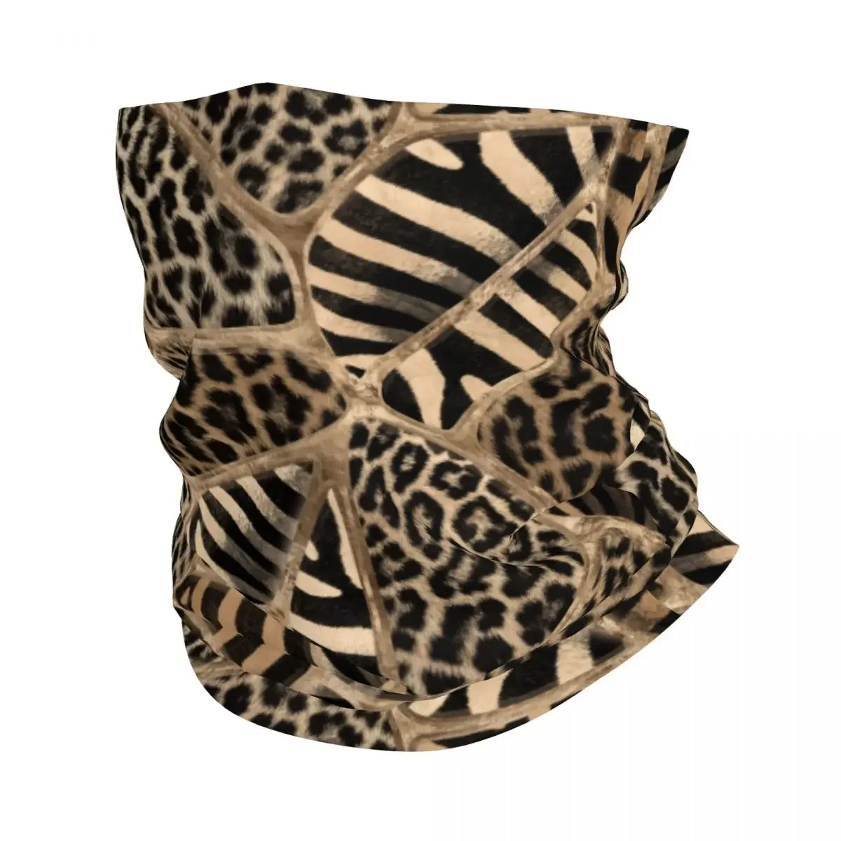 Leopard And Zebra Ethnic Tribal Geometric Ornaments Bandana Neck Gaiter Wrap Scarf Animal Leather Texture Balaclava Warmer