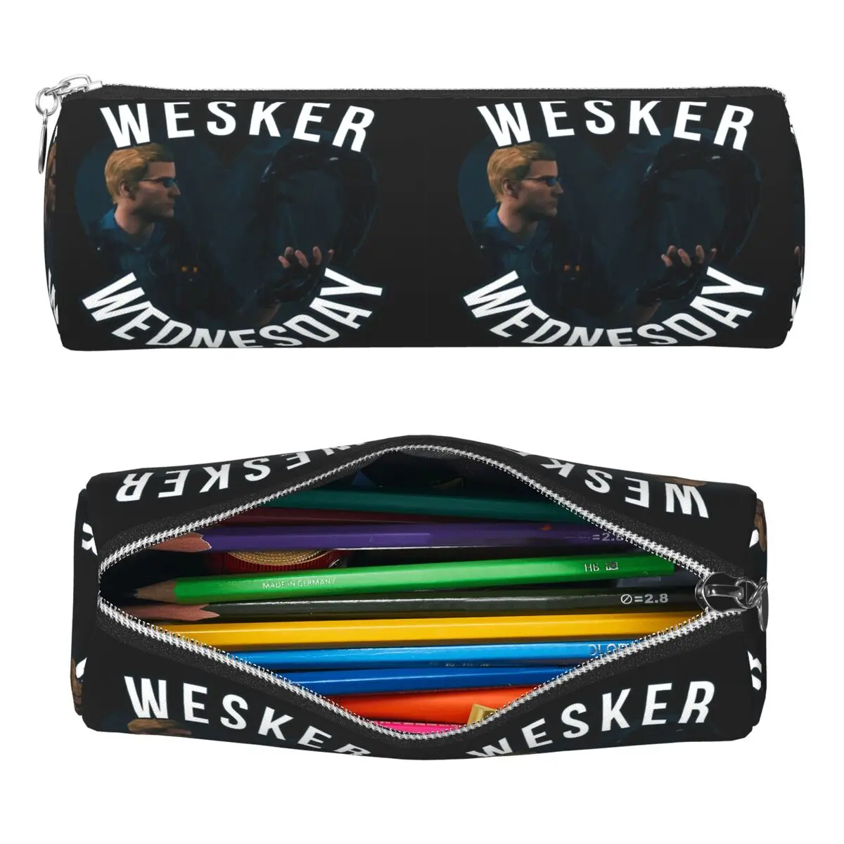 

On Wednesdays We Wear Wesker Albert Pencil Case Pencil Pouch Cylinder Pen Box Pencil Bag for Students School