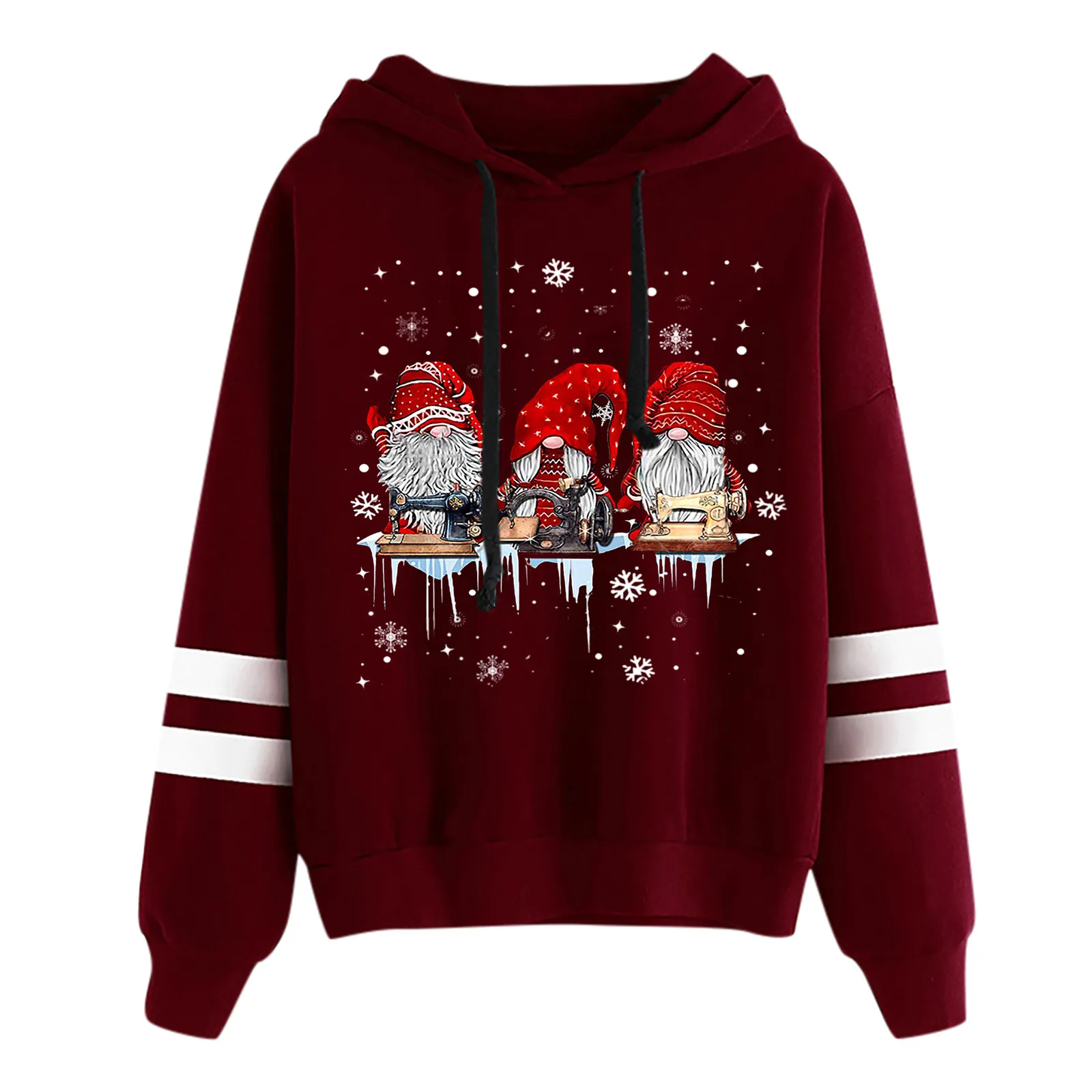 2024 Fashion Warm Sweatshirt Tops for Autumn Winter Pullover Loose Women Sweatshirts Christmas Gnome Printed Long Sleeve Hoodie