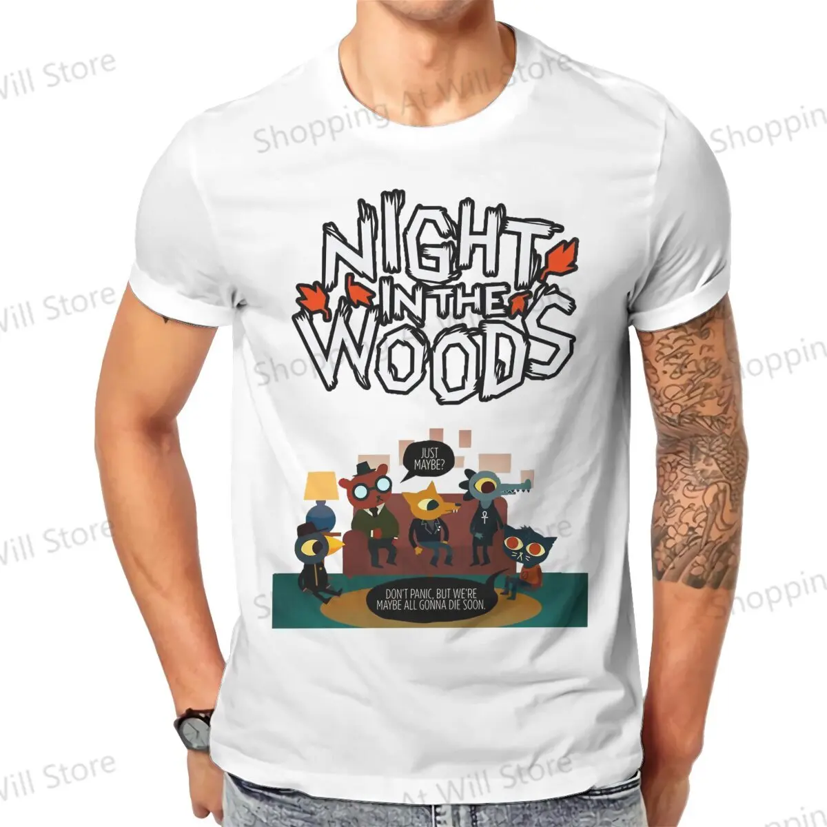 Night In The Woods Men's and Women's T-shirts  Crimes Videogame Living Room Scene Novelty Cool T-shirt Street Clothing S-6XL