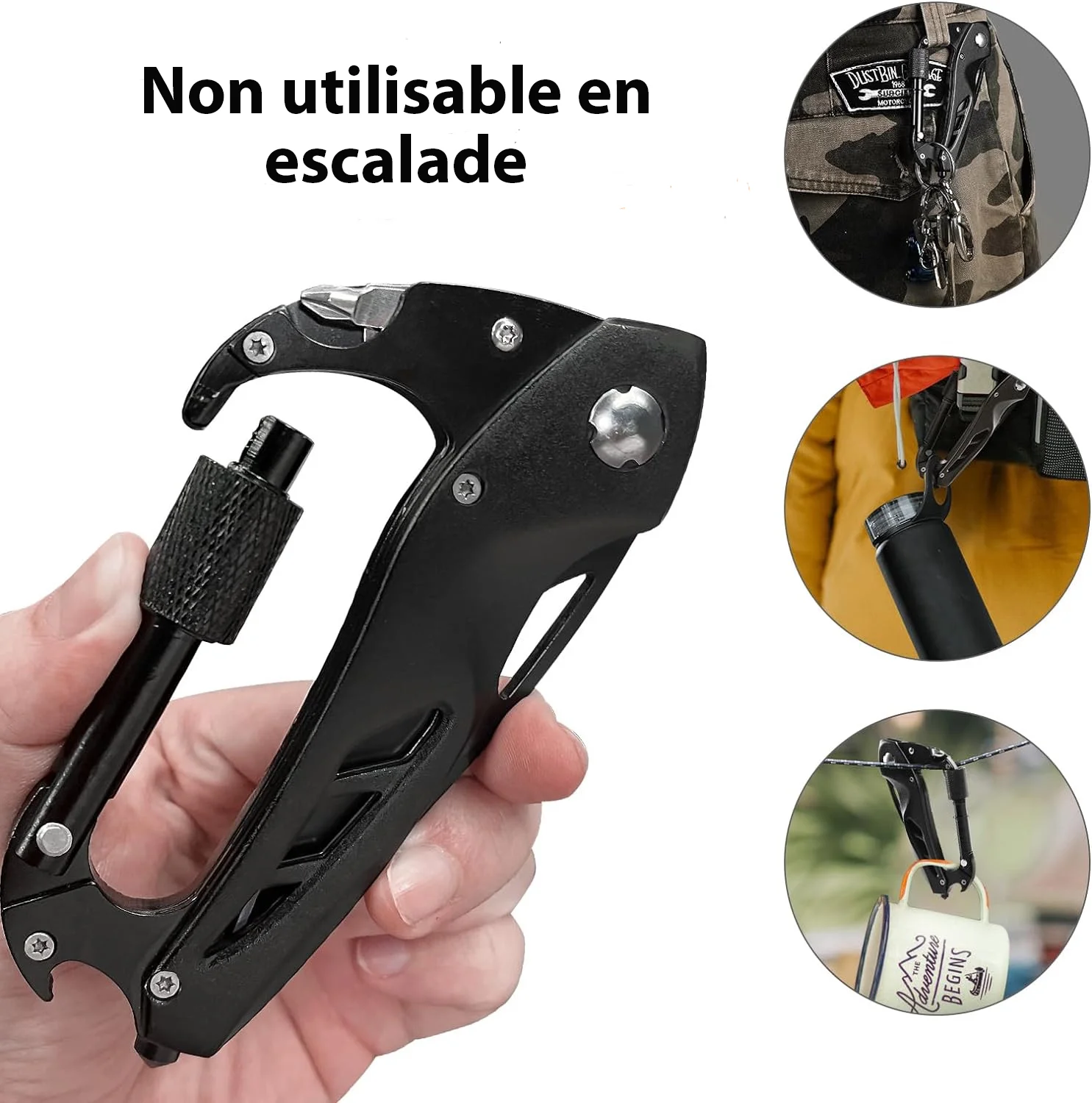 1 pz 2 pz Multitool moschettoni coltello da tasca, apribottiglie, interruttore finestra e cacciavite, attrezzatura di sopravvivenza per