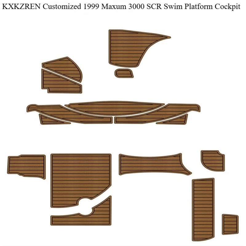 KXKZREN Customiz 1999 Maxum 3000 SCR منصة السباحة قمرة القيادة عدم الانزلاق فو خشب الساج وسادة أرضية ذاتية اللصق إيفا رغوة التزيين ورقة الوسادة