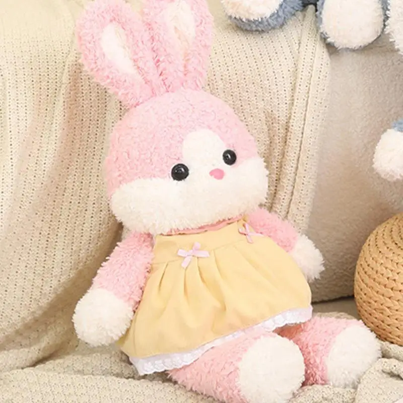 Lapin en peluche doux et câlin, oreiller de jet, jouets apaisants pour dormir, décor de bureau, anniversaire de vacances