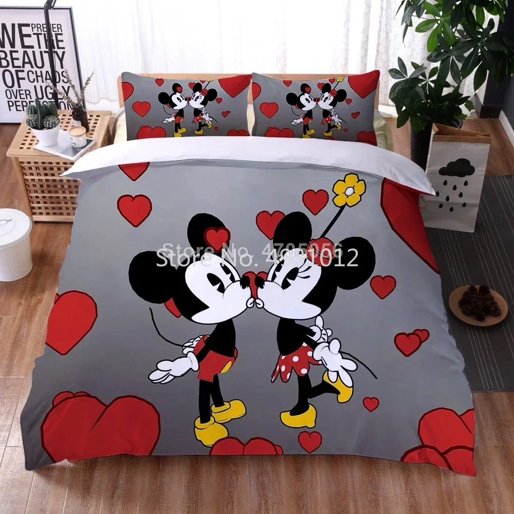 

Mickey Mouse Bedding Set Christmas Gift Soft Home Textiles Bedroom Twin Double King Size Children Couple Student Bed