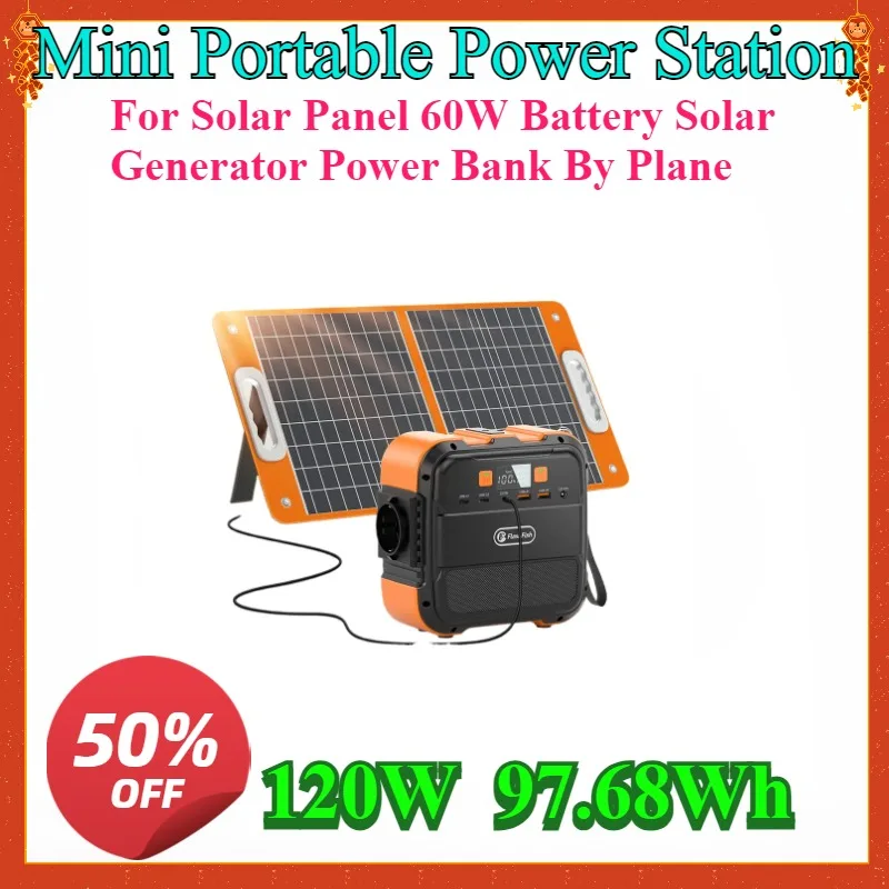 

New High-quality Mini Portable Power Station 120W 97.68Wh with Solar Panel 60W Battery Solar Generator Power Bank By Plane