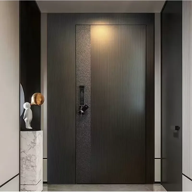 Aluminum Alloy Double-Door Interlocking Doors with Minimalist Design Finished Surface Fire Prevention for Interior Use