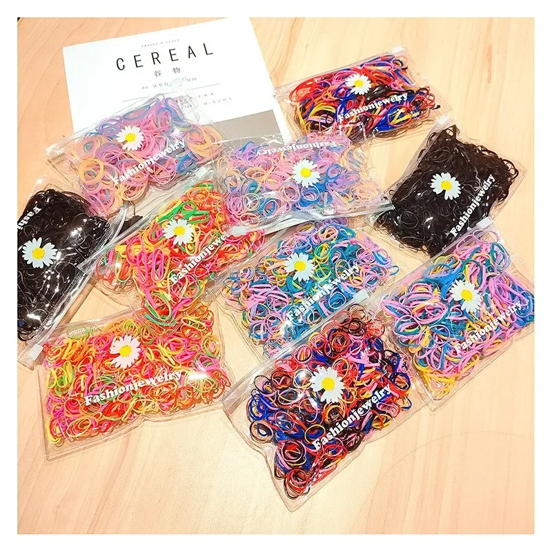 100/500Pcs Colorful Small Rubber Band Scrunchie Girls Elastic Rubber Band Ponytail Holder Hair Children Accessories Hair Ties