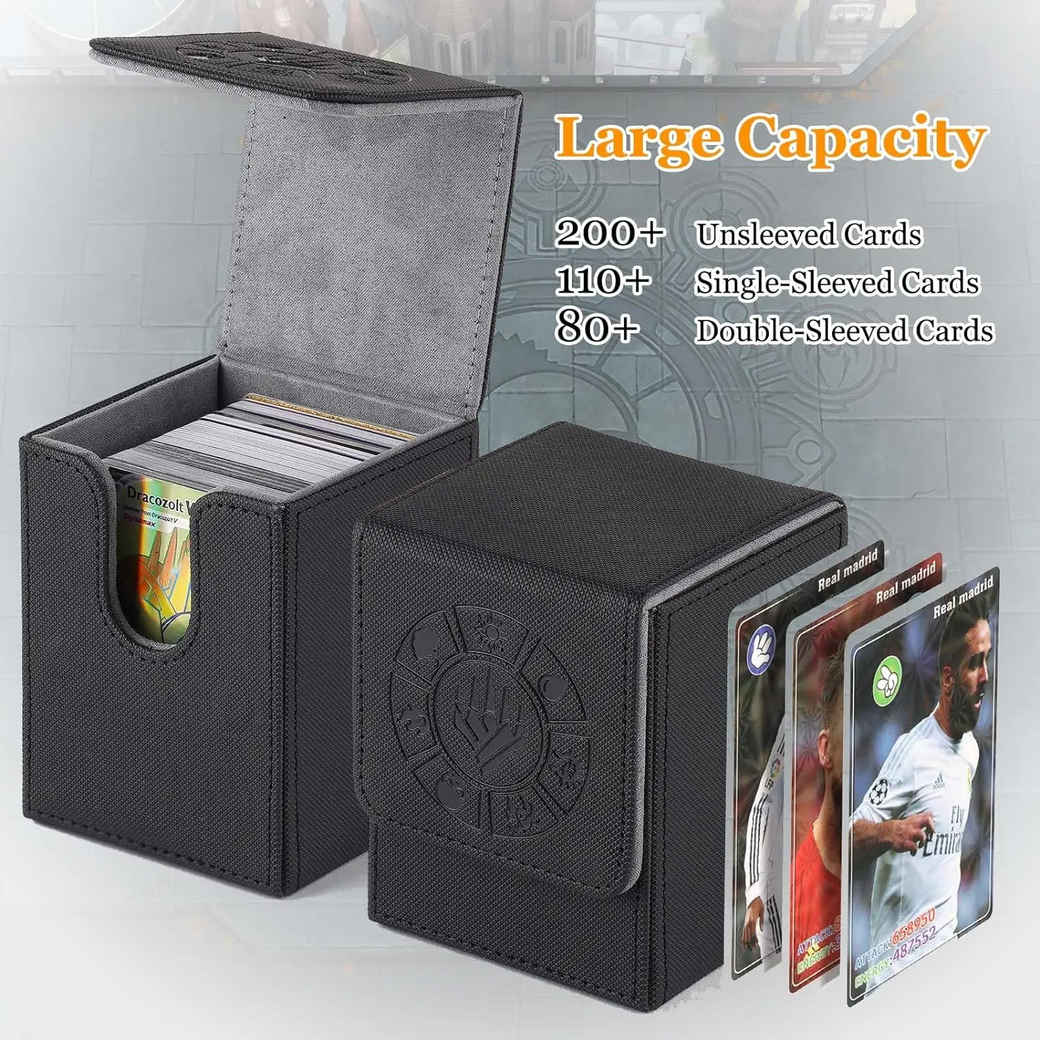 Kartendeckbox, 110-Aufbewahrungsbox für MTG-Deckbox mit 50 Stück Kartenhüllen, Sammelkartenhüllen für Magic Commander und mehr