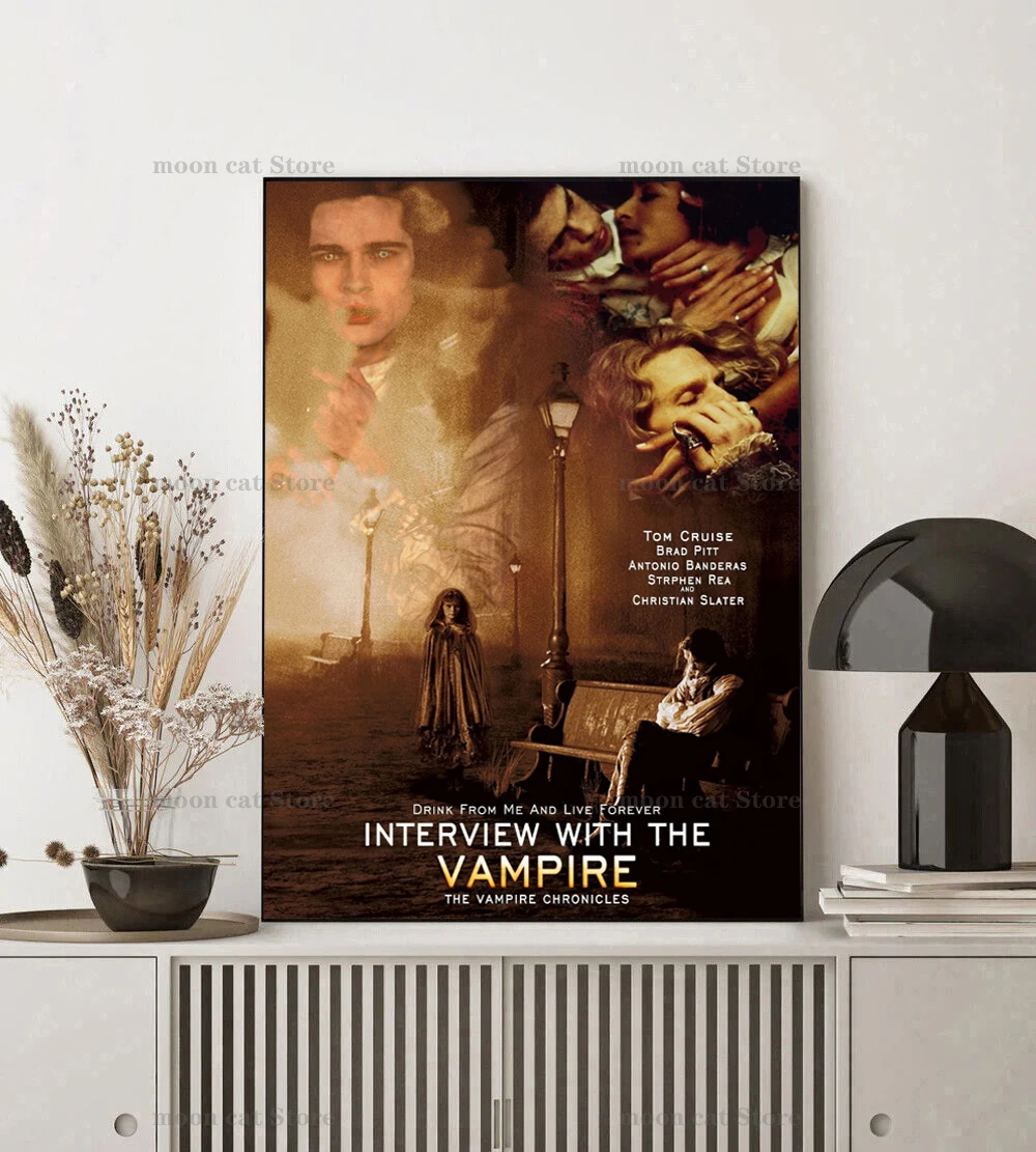 Classic Horror Movie Interview With The Vampire(1994) Film poster Tom Cruise Brad Pitt Wall Art Pictures Home Club Decor