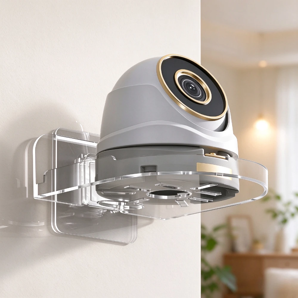 Wall Mounted Camera Bracket No Drill Adhesive Holder for Security Surveillance CCTV Camera Universal Shelf Stand White Clear Use