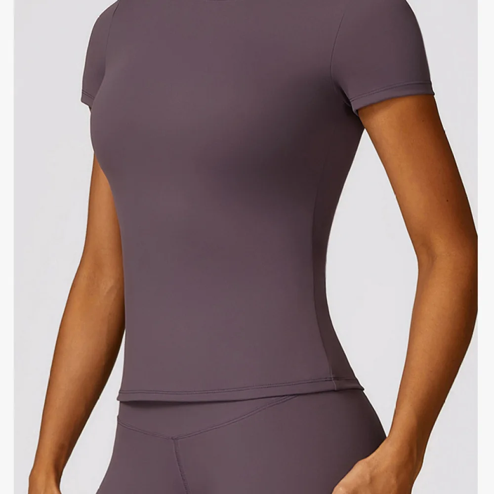 Short Sleeve Yoga Top Women Quick Dry Fitness Gym Shirt Slim Fit Sportswear Breathable Running Athletic Training Tee Apparel