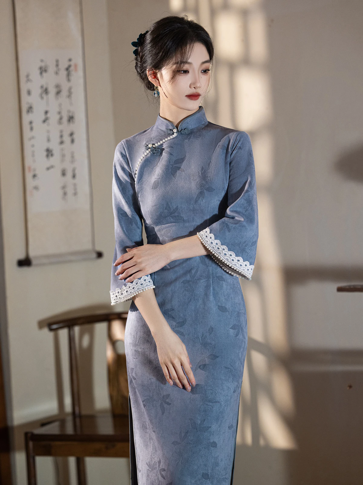 

Синие замшевые туфли Blue Lady Sle Improved New Chinese Svel Young Version для повседневной носки, осенняя новинка, с низким вырезом