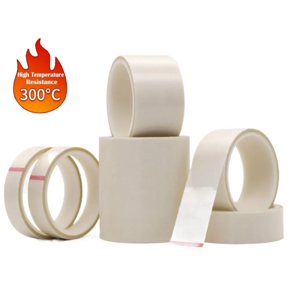 10m/Roll High Temperature PTFE Tape Waterproof Wear Resistant Cloth Tape Insulated Durable Fiberglass Adhesive Tape