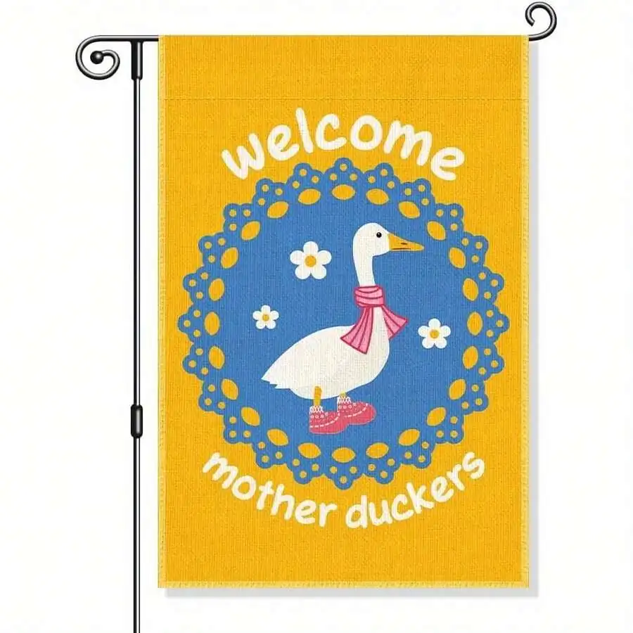 

1 Double-sided Silly Goose Welcome Flag 12x18 Inches Fun Outdoor Porch Courtyard Decoration