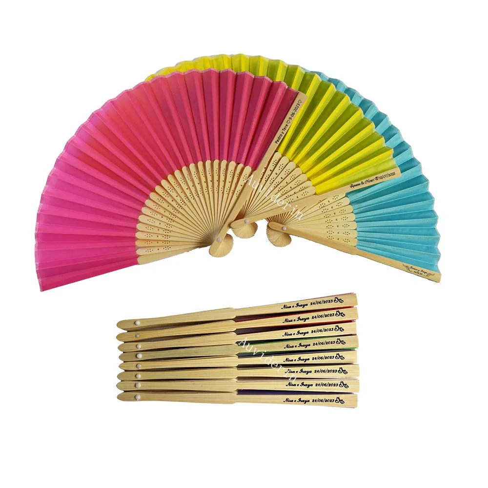 30pcs 40pcs 50pcs Wedding Party Supplies Personalize Kids Birthday Gift  Bamboo Hand Fans Custom Names For Guest