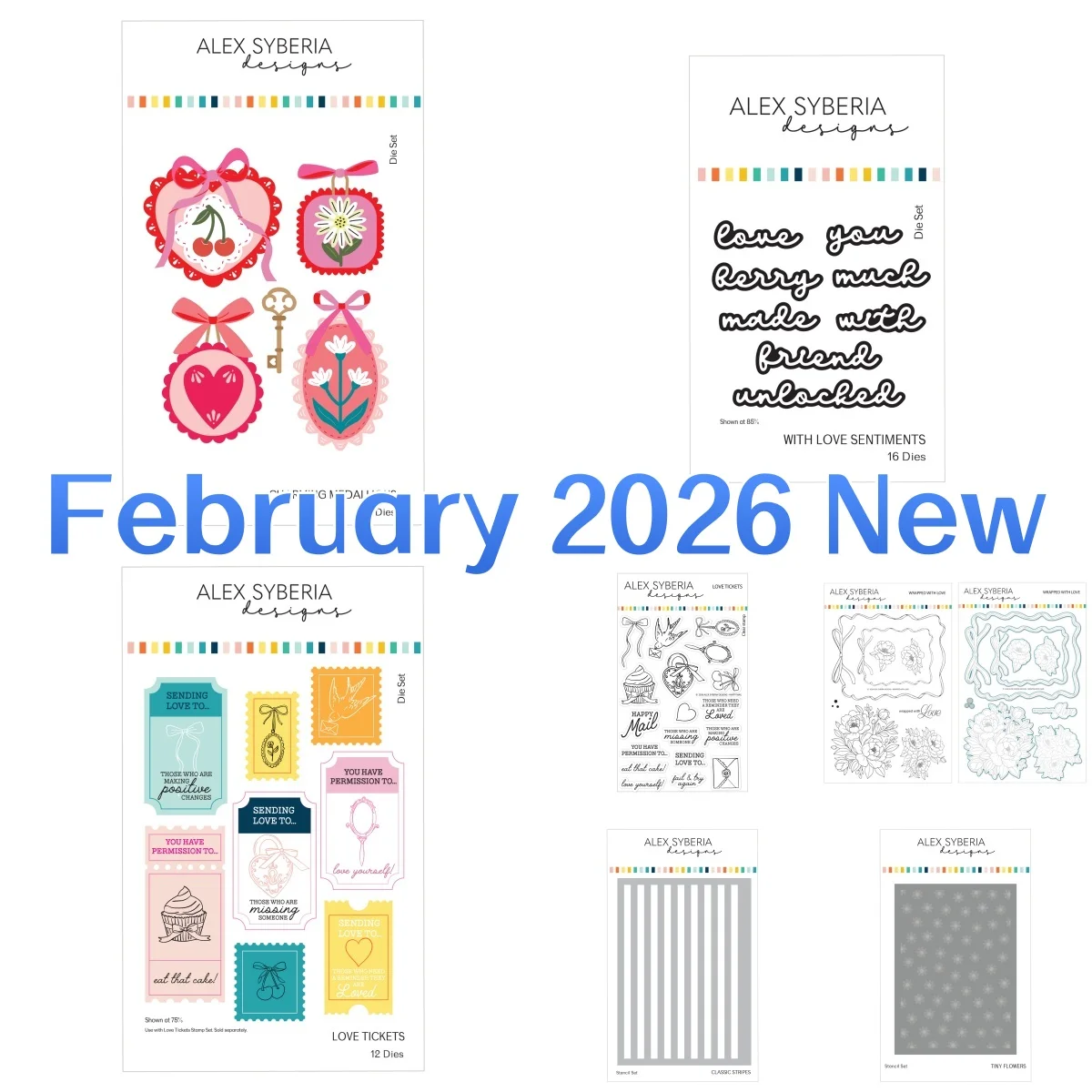 

Valentine's Day 2026 Charming Medallions Love Tickets Flowers Metal Cutting Dies Clear Stamps Stencil for DIY Scrapbook Paper