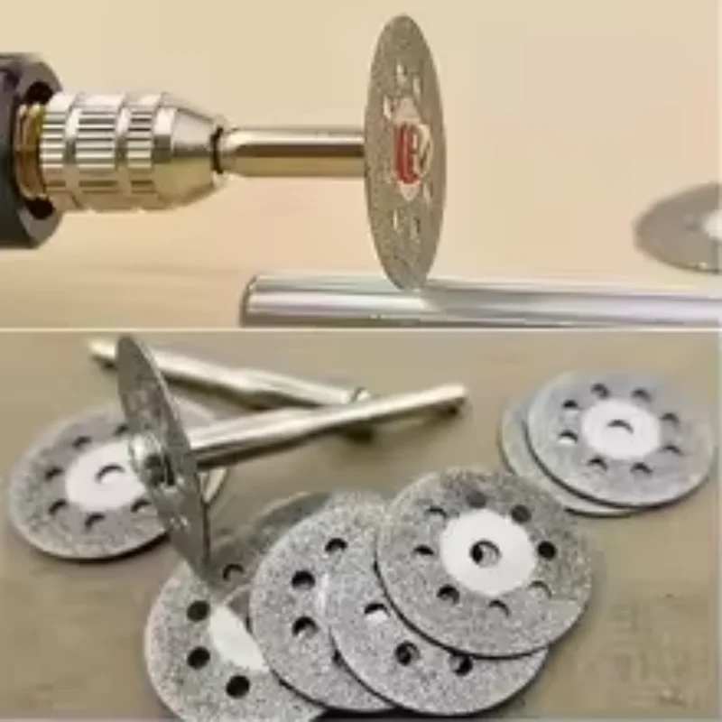 Disco de Corte Diamantado 22mm e Rebolo 3mm com Mandril para Ferramenta Rotativa de Corte de Metal Peças para Esmerilhadeira Elétrica