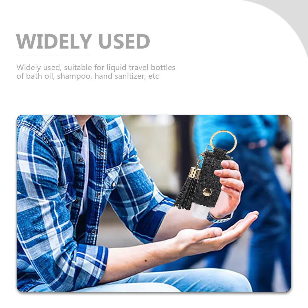 

2Sets Portable Empty Bottles with Key Ring Covers Travel Perfume Essential Oil Lotion Holder Lightweight Durable