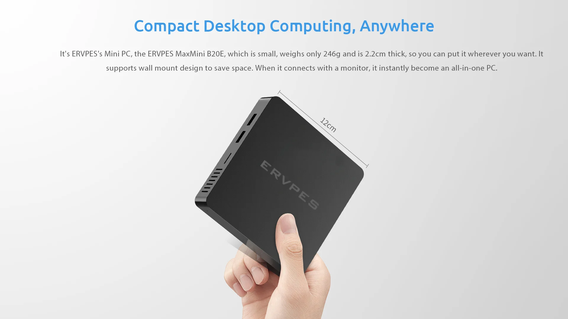 ERVPES B20E Mini PC, Windows 11, 8GB RAM 128GB SSD, Intel Pentium Gold 6500Y, Dual-Band WiFi, Compact Desktop for Home