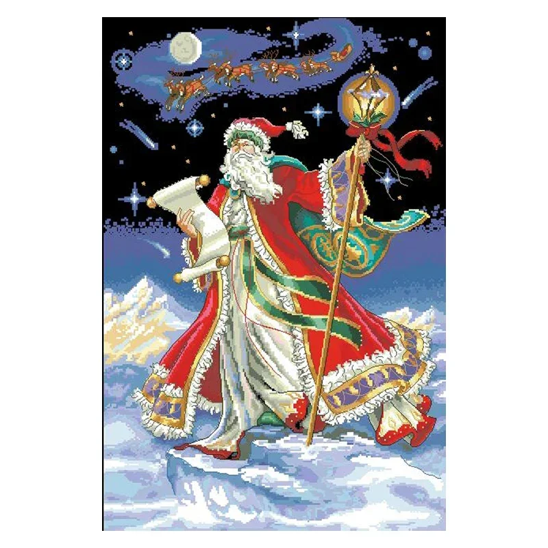 

Набор для вышивки крестом Amishop Gold Collection Midnight Ride Санта-Клаус Рождественский волшебник Dim 08617