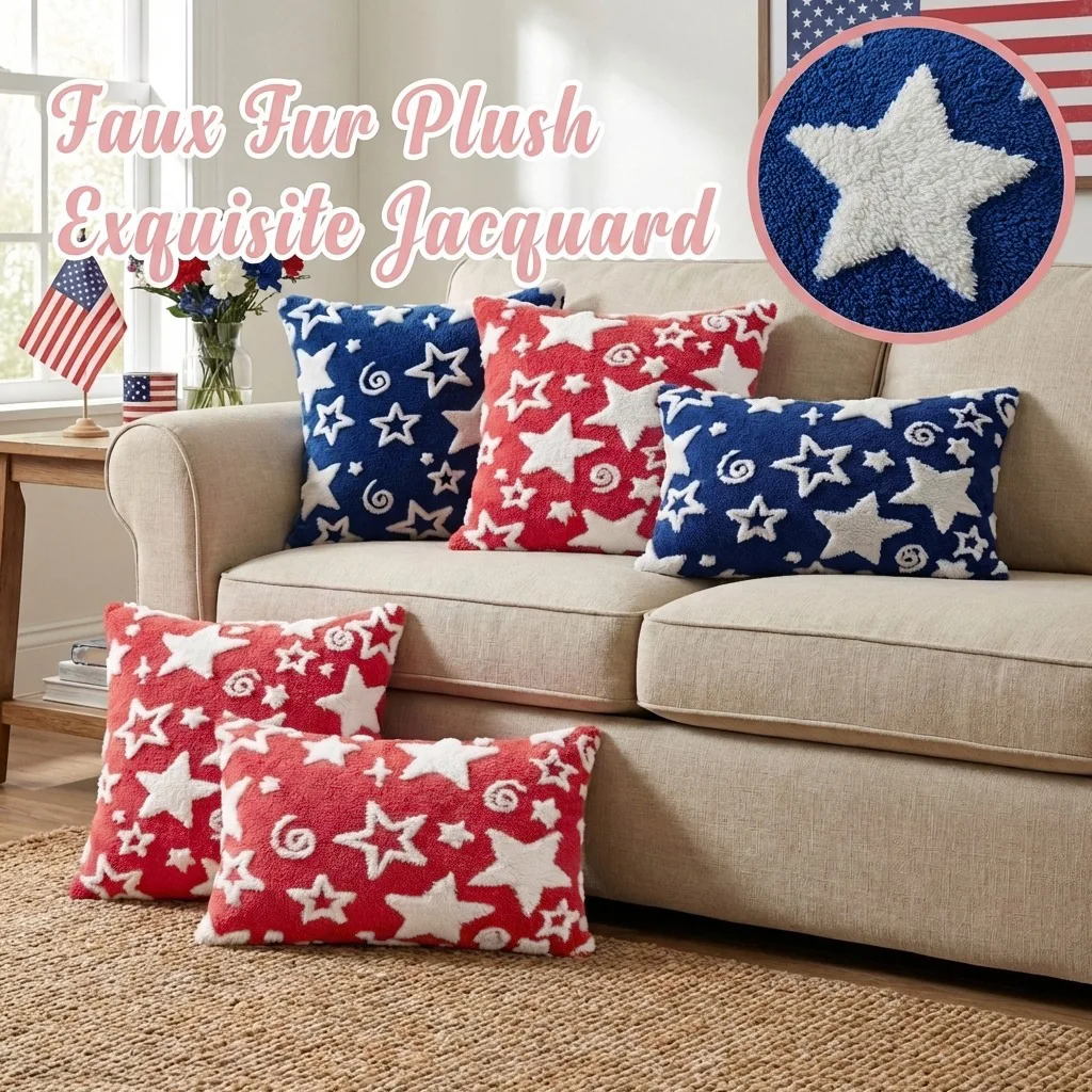 America Independence Day Throw Pillowcase Cojines Festivl 250/semiquincentennial Cotton Decoration Red Blue Pillow Cushion Cover
