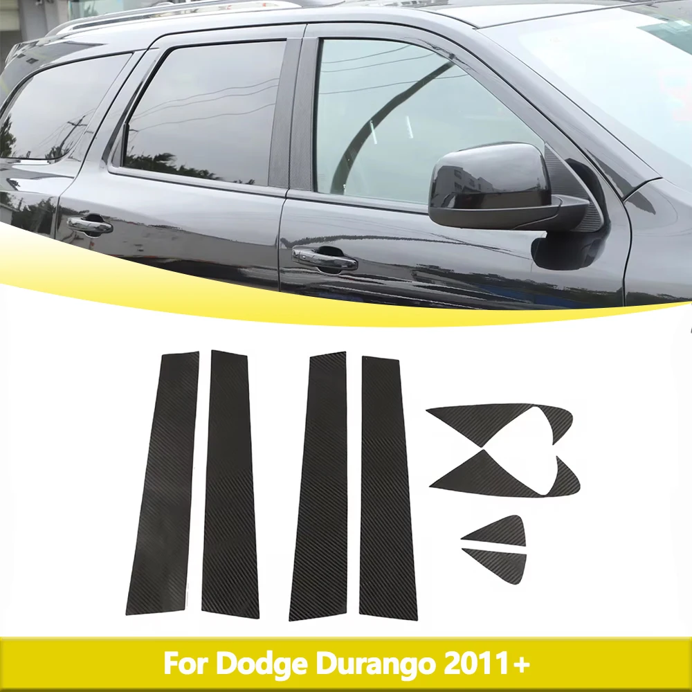 Car Sticker Window Trim for Dodge Durango 2011-2022 2023 Window Pillar Decal Exterior Mouldings Car Accessories Carbon Fiber