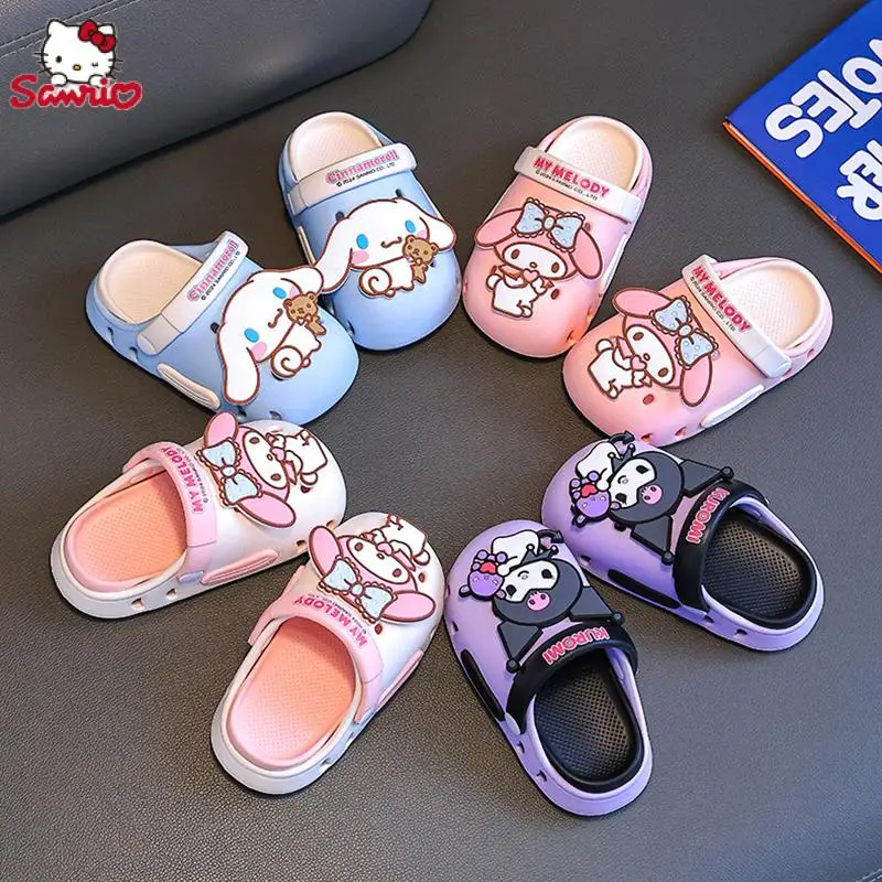 

Kawaii Sanrio Anime Crocs Cute Hello Kitty My Melody Kuromi Cartoon Baotou Anti Slip Soft Bottom Slippers Beach Sandal Kids Gift