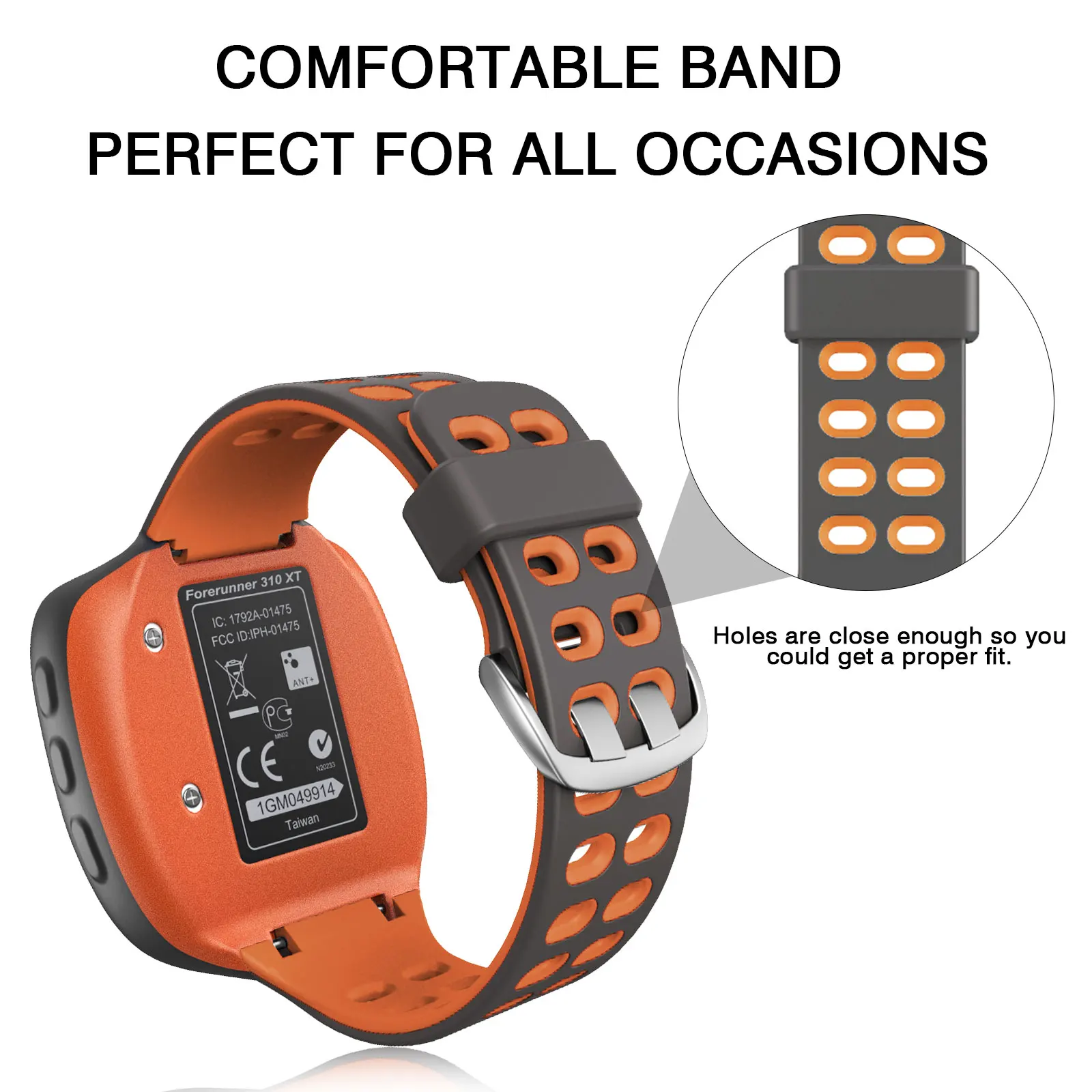 Runcool for Forerunner 310XT Soft Silicone Watch Strap Garmin 310XT Sports Wrist Strap Dual Color Replacement Wrist Strap