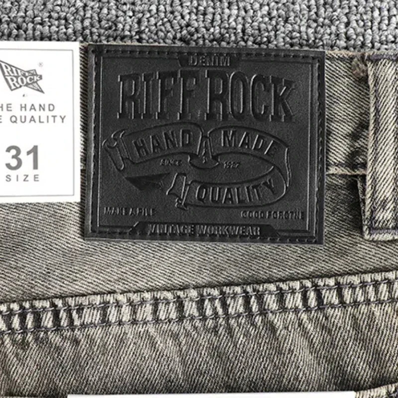 Vintage Wash Vintage Grey Heavy Ripped Craft Jeans Herren Loose Straight Leg Trend All-in-One-Hose