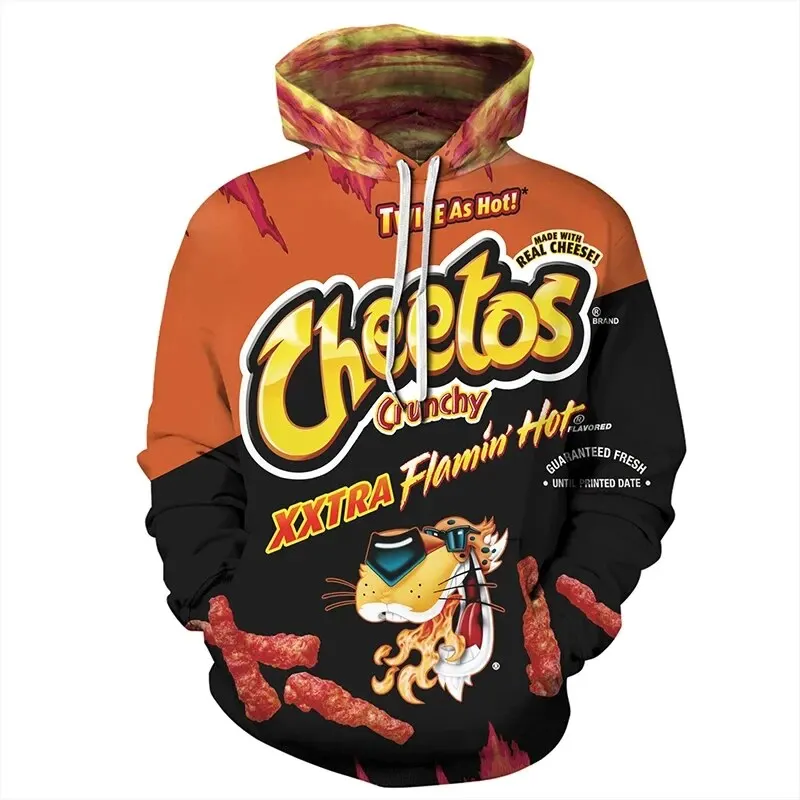 2024 New Men's Women's Fashion Casual Hip Hop Plus Size Hoodie Cheetos Food 3d Printing Street Trend Kids Harajuku Pullover