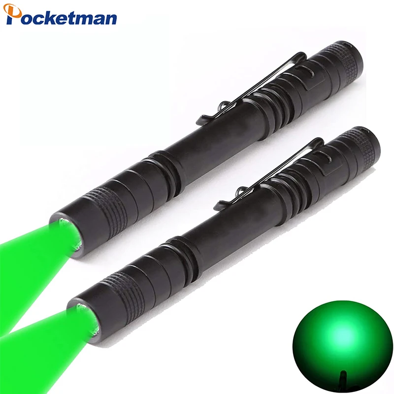 

1/2PCS Green Light Pen Type Penlight Flashlight One Mode Green Light LED Torch for Camping Animal Protecting Night Vision