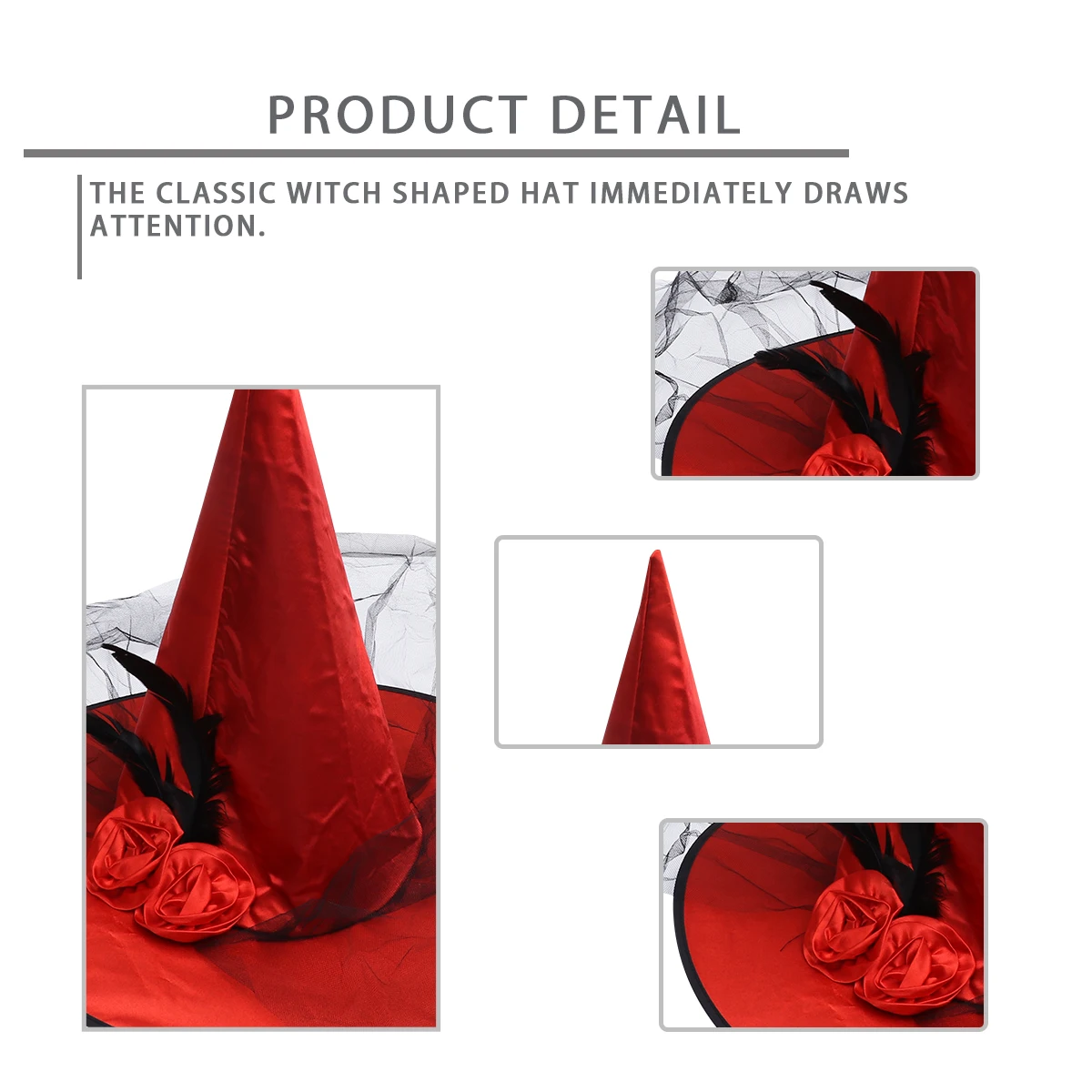 

Witch Hat Masquerade Ball Costume Accessory Prom Novelty Lace Decorative Props for Halloween Dance Show Role-playing