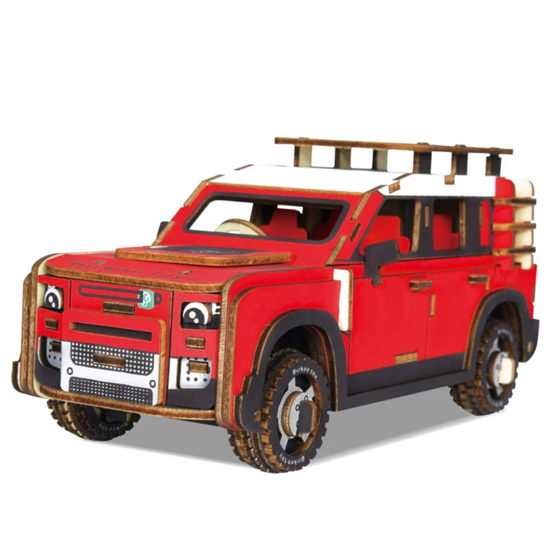 

New Suv Thunder Car Puzzle 3D Wooden Jigsaw Double-Decker Bus Model DIY Educational Toys For Children Boys Kids Gift