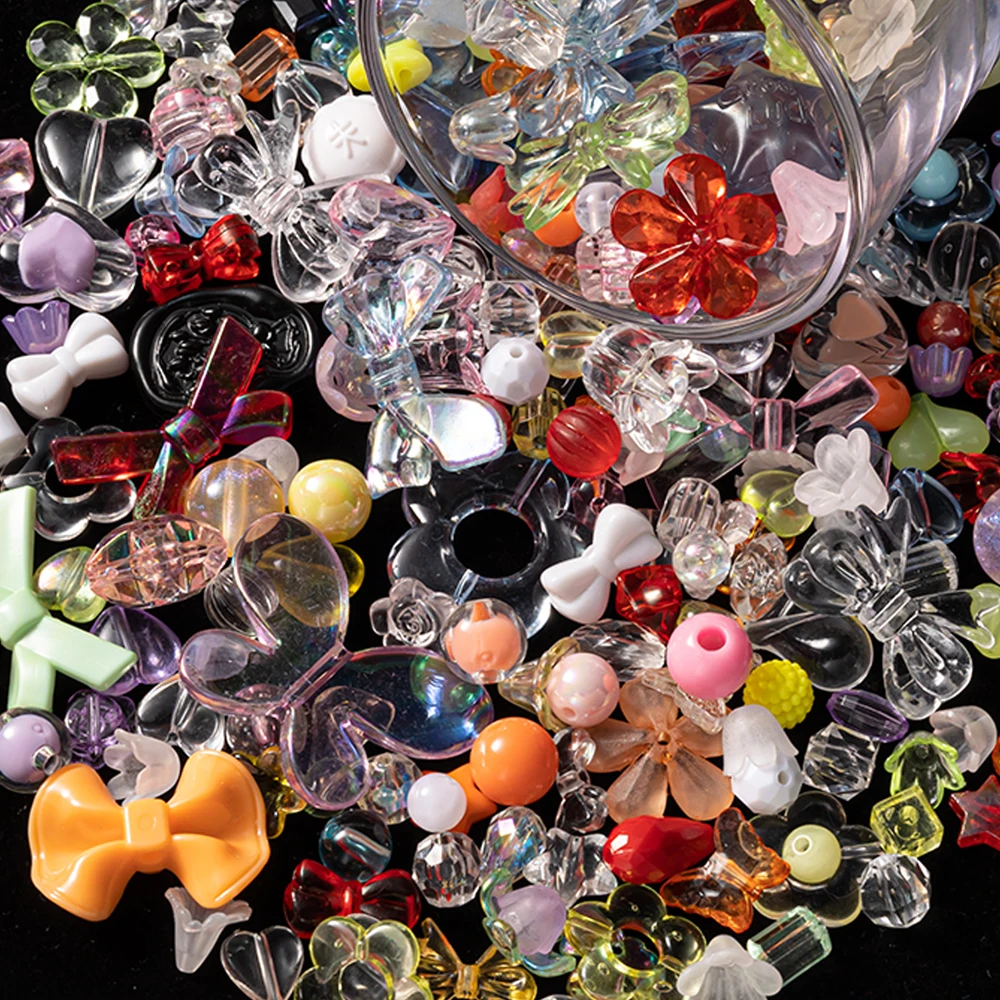 

50g Random Mixing Style Acrylic Cute Flower Beaded DIY Mobile Phone Chain Necklace Bracelet Jewelry Making Supplies Accessories
