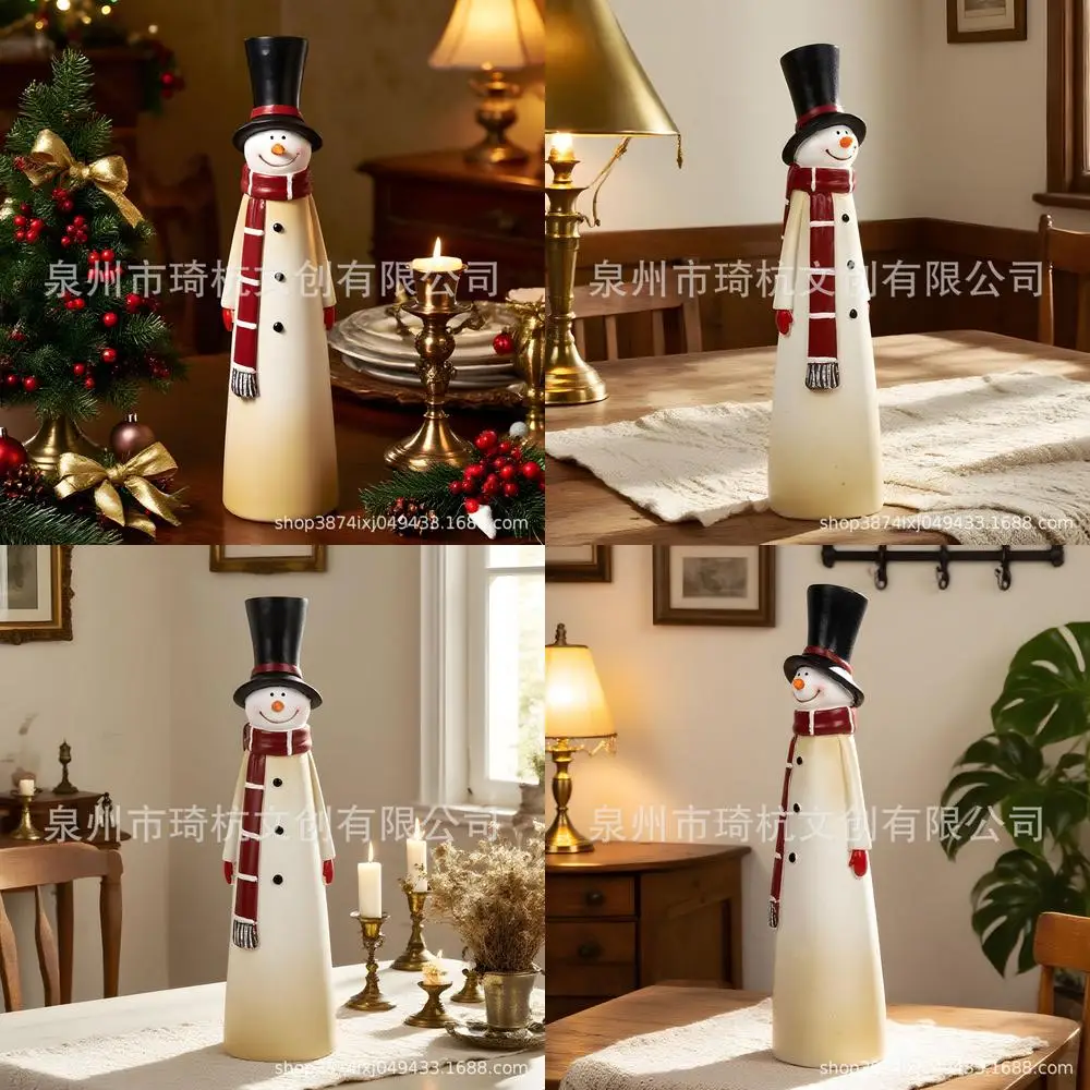Echarpe-rouge-de-noel-bonhomme-de-neige-ornement-en-resine-pour-salon-entree-jardin-cour-nouvelle-collection