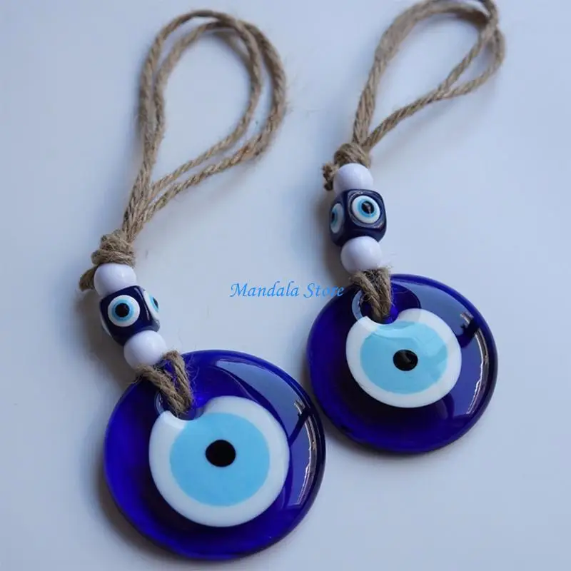 

U2JC Turkish Blue for Evil Eye Beads Pendant Wall Hanging Decor Garden Home for Protection Living Room Car Decorations Lucky