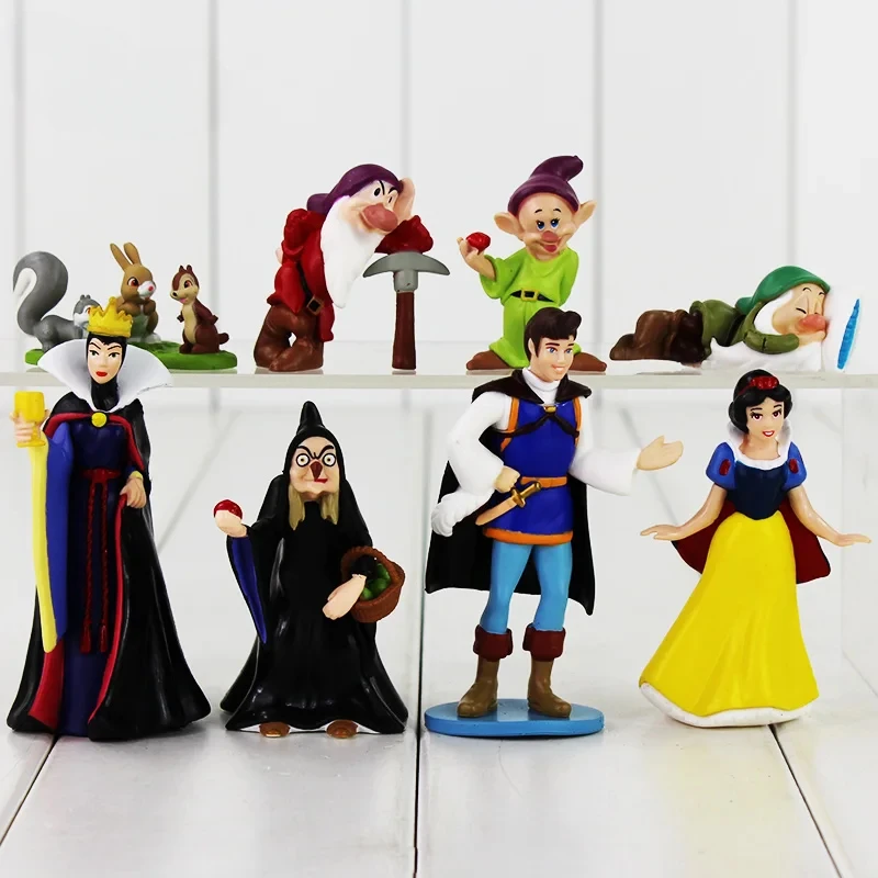 8pcs Disney Snow White and The Seven Dwarfs Figure Toy Witch Empress Prince Charming Dwarf Action Figures Model Doll Kids Gifts