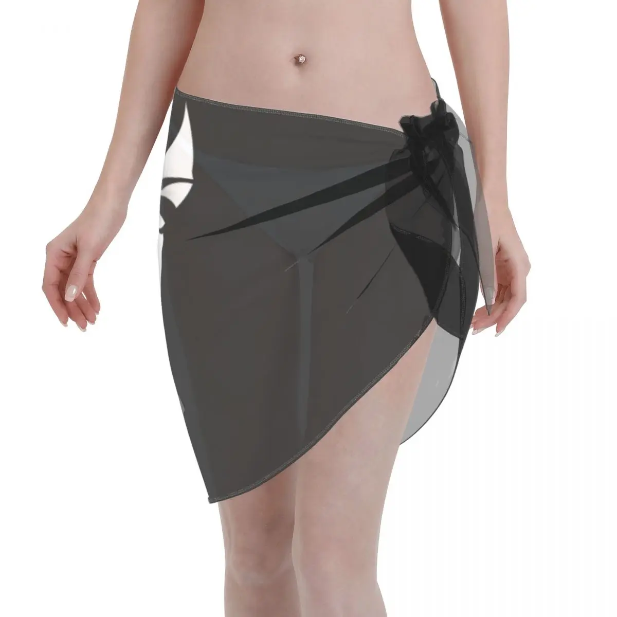 

Custom Abstract Face Short Sarongs Swimsuit Coverup Print Bikini Wrap Sheer Sarong Beach Wrap