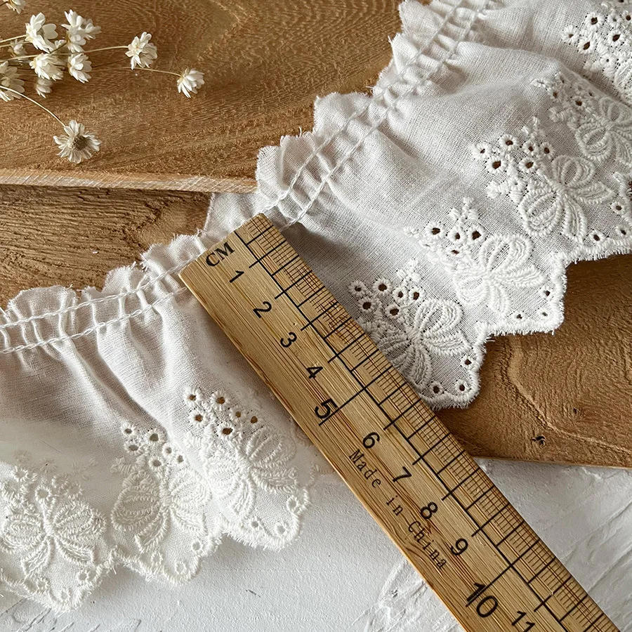 1 Meter Cotton Fabric Embroidery Butterfly Pattern Pleated Lace Skirt Edge Collar and Cuffs Decoration Clothing Accessories