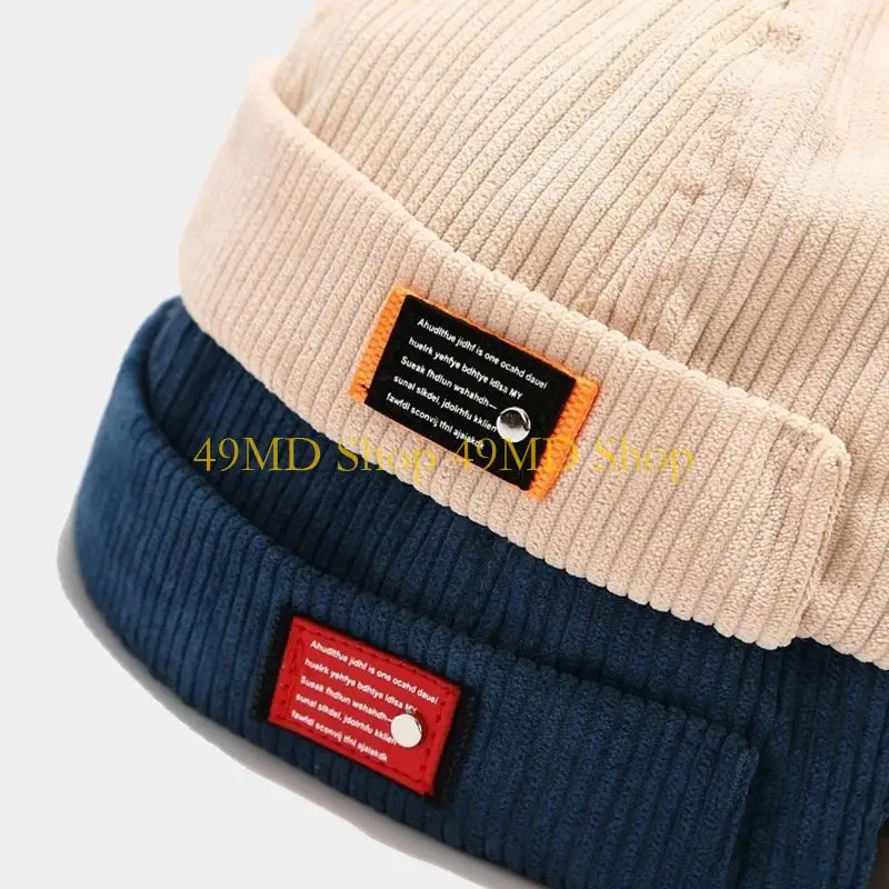 49MD Men Women Landlord Hat Beanie Cap Vintage Color Hip Hop Brimless Letters Label Docker Skullcap