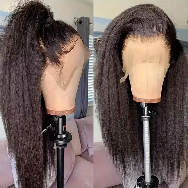 Yaki Straight Wigs Human Hair 13x4 13x6 HD Lace Frontal 100% Human Hair Wig For Women Kinky Straight Lace Front Wig 4x4 5x5 Wigs