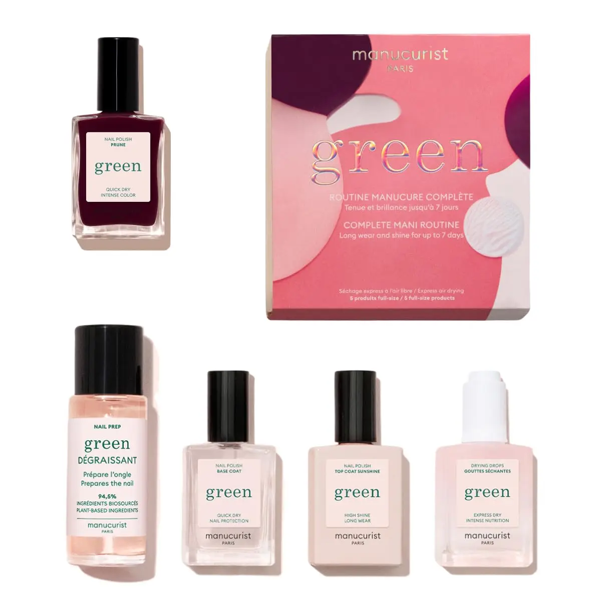 

Веганский набор для маникюра на растительной основе с темным винным лаком — 7 дней блеска, без лампы, идеальный подарок на День святого Валентина для нее