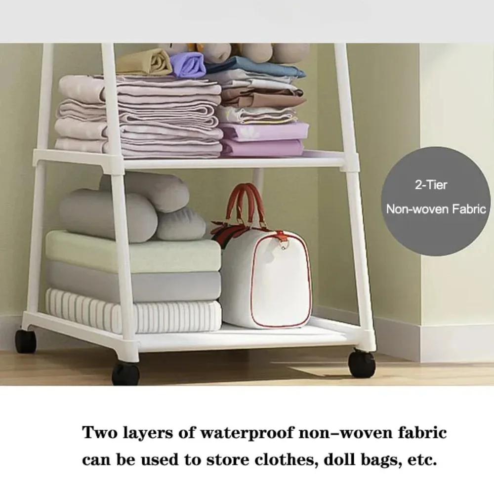 Rolling Clothes Rack Triangle Pulley Movable Coat Rack Simple Assembly Multifunctional Household Bedroom Hanger Clothes Racks image 4