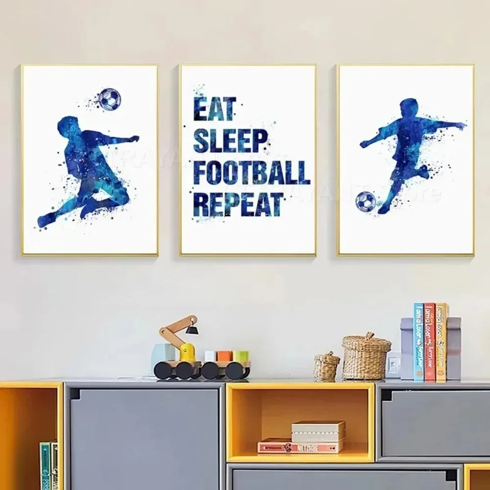 Soccer Player Watercolor Art Posters and Prints Jersey Custom Name Kids Football Canvas Painting Wall Pictures Boys Roomme Decor