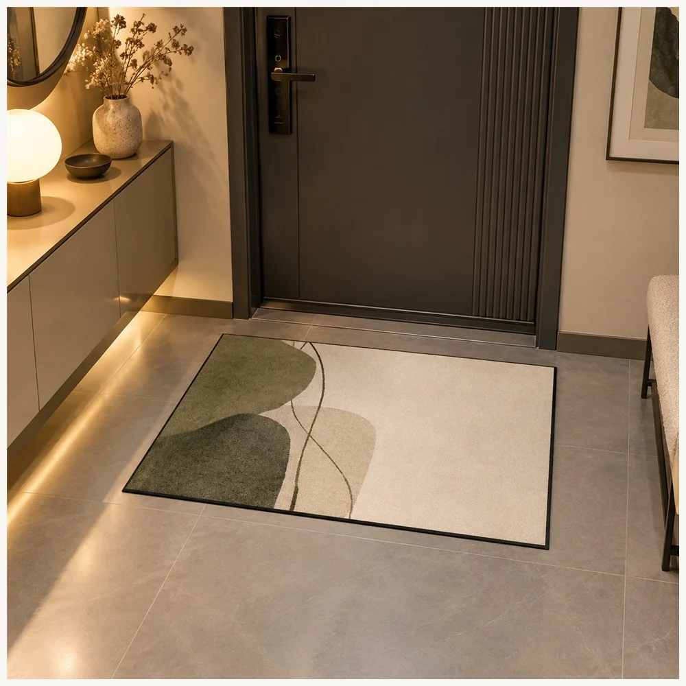 VIKAMA Abstract Wabi Sabi Door Mat, Thick Memory Foam Non Slip Flannel Rug, Modern Abstract Floor Mat for Home, Entryway