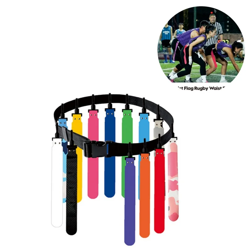 Sports Flag Football Webbing Waist Flag Bright Color Adjustable Competition Training PVC American Soccer Waist Flag For Sports